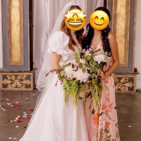 Lulus - Still the One Blush Pink Floral Print Satin Maxi Dress - Picture 1 of 5